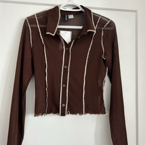 DARK BROWN MESH SHIRT SIZE S - Picture 1 of 2